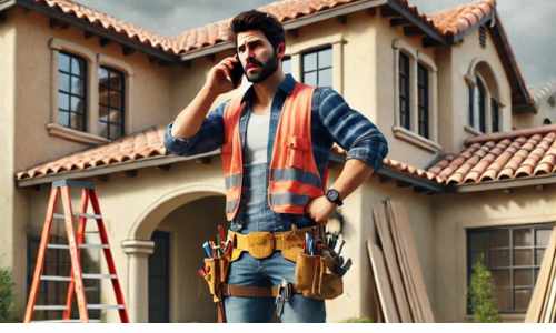 Frustrated contractor waiting for buildiung material delivery Frustrated Contractor Waiting For Buildiung Material Delivery